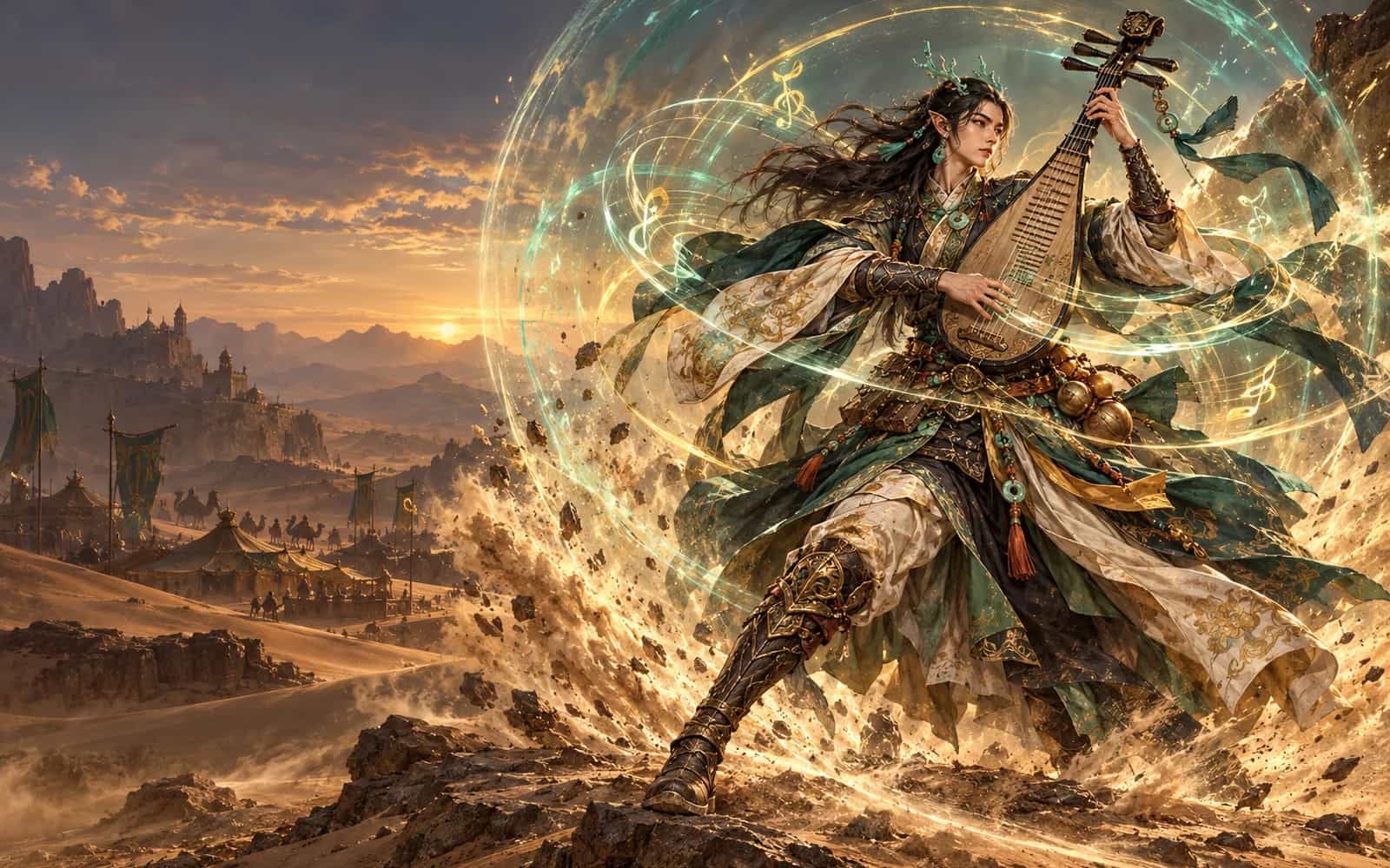 Key art: a Songweaver fighting with a pipa.