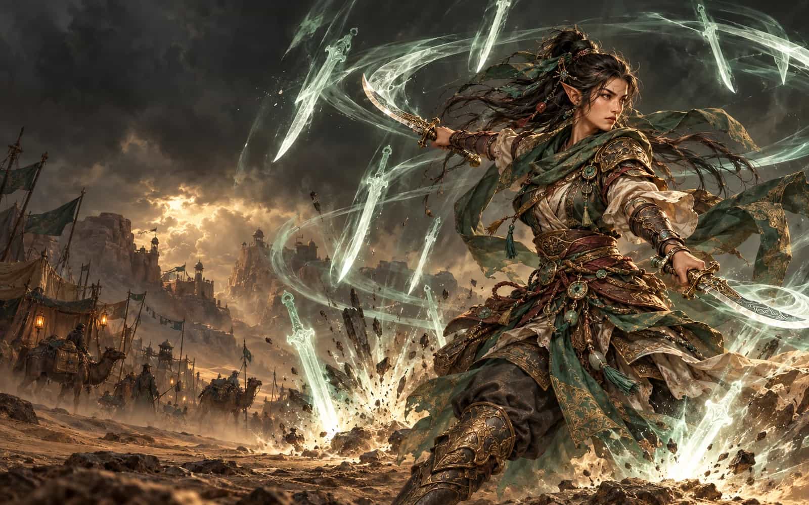 Key art: a Twinblade fighting with a dual blades.