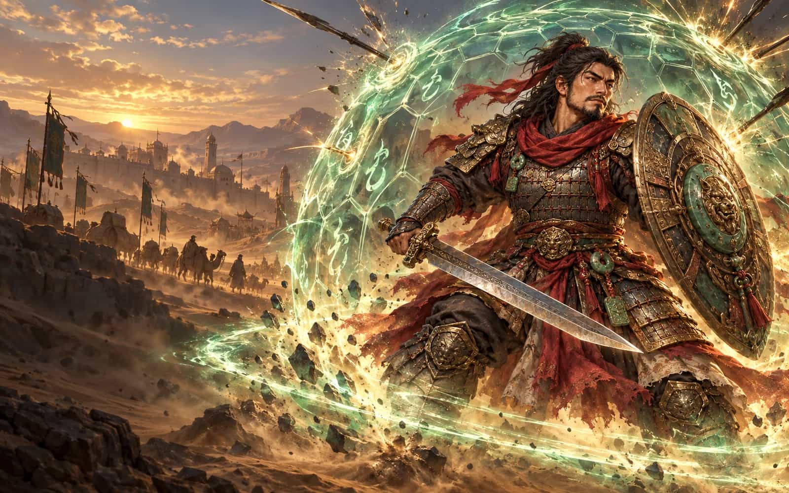 Key art: a Vanguard fighting with a sword & shield.