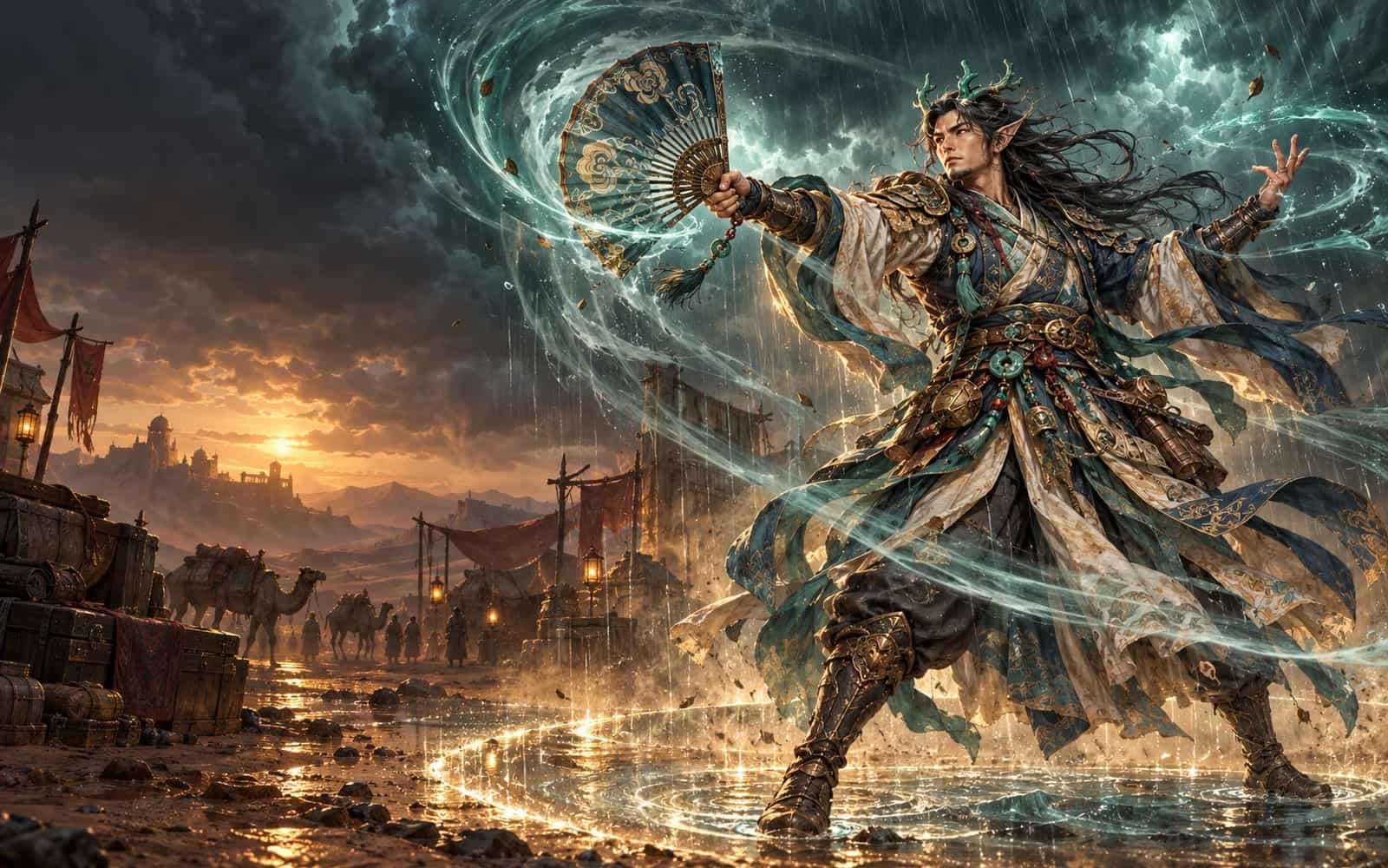 Key art: a Windmender fighting with a war fan.